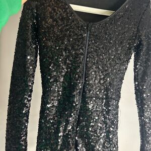Spirit Black Sequin Long Sleeve One Piece